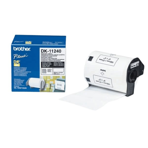 Brother DK11240 Sort tekst / Hvid tape 51 x 102 mm, 600 stk. tape - Original