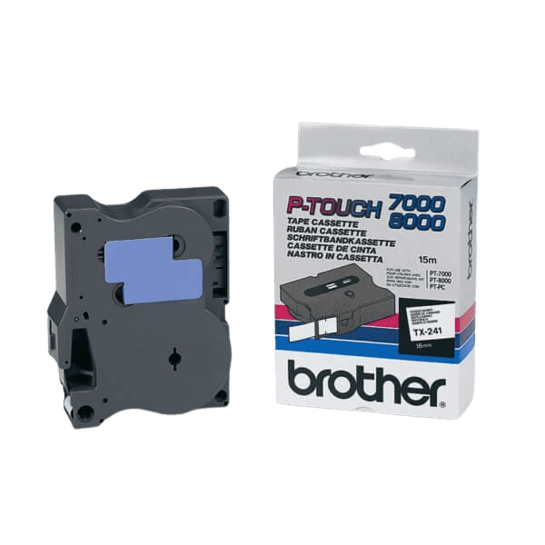 Brother TX241 Sort tekst / Hvid tape 18 mm x 15 m tape - Original