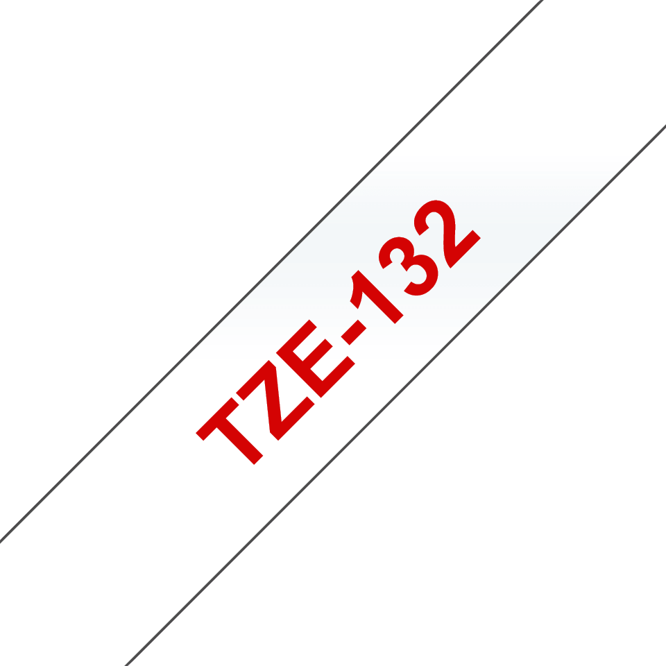 Brother TZE-132 Rød tekst / Klar tape 12 mm x 8 m tape - Kompatibel