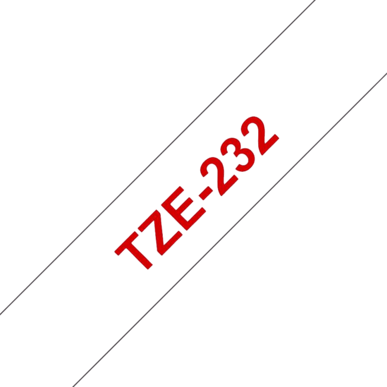 Brother TZe-232 Rød tekst / Hvid tape 12 mm x 8 m tape - Kompatibel