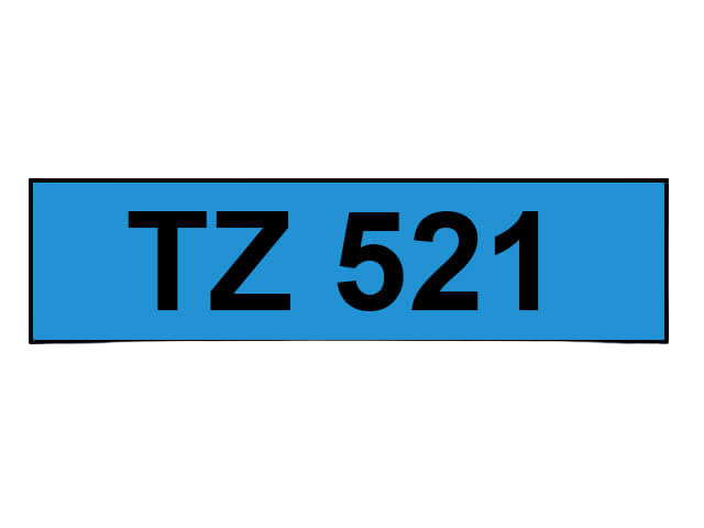 Brother TZe-521 Sort Tekst / Blå Tape 9 mm x 8 m tape - Kompatibel