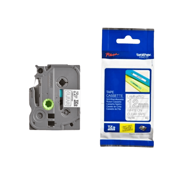 Brother TZe135 Hvid tekst / Klar tape 12 mm x 8 m tape - Original
