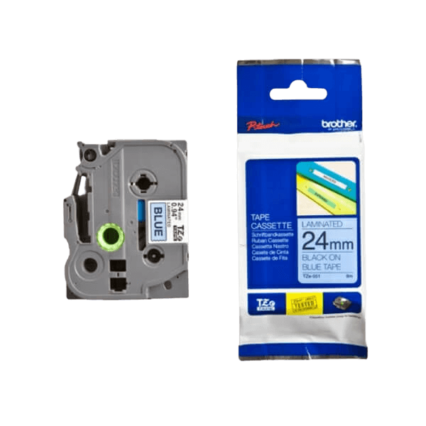 Brother TZe551 Sort Tekst / Blå Tape 24 mm x 8 m tape - Original