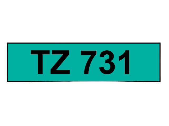 Brother TZe731 Sort tekst / Grøn tape 12 mm x 8 m tape - Kompatibel