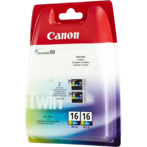 Canon BCI-16C / 9818A002 3 farver i én twin pack blækpatron - Original