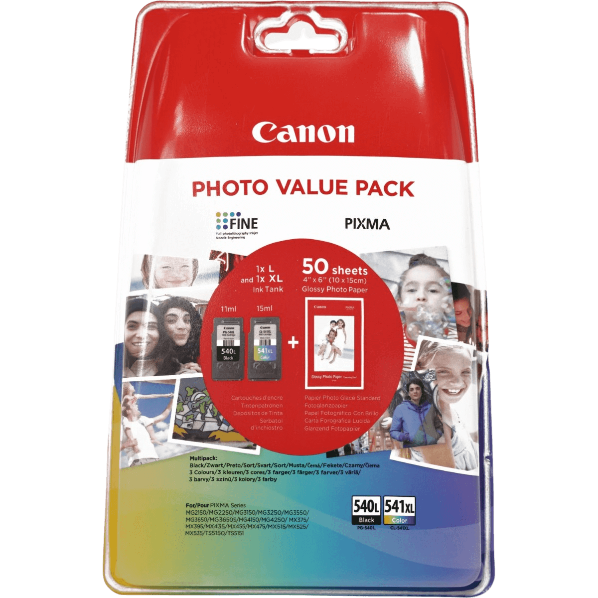 Canon PG-540L + CL-541XL + PAPIR / 5224B007 XL rabatpakke - Original