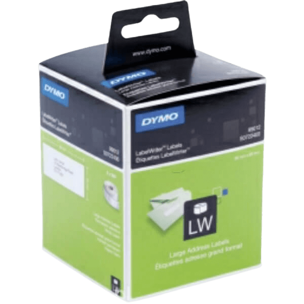 Dymo 99012 / S0722400 Sort tekst / Hvid tape 89 x 36 mm, 520 stk adresseetiket - Original