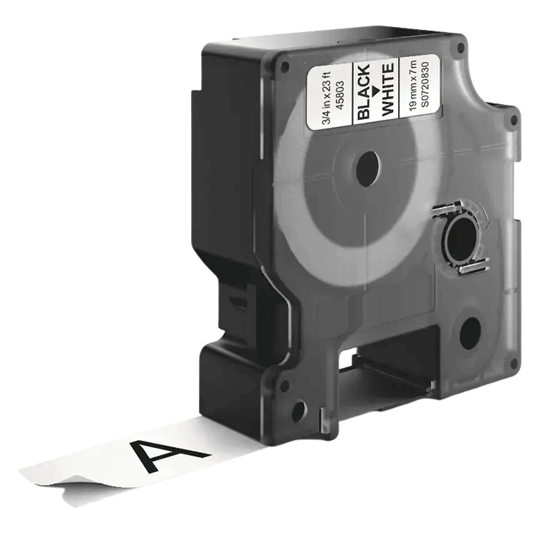 Dymo S0720830 Sort tekst / Hvid tape 19 mm x 7 m tape - Kompatibel