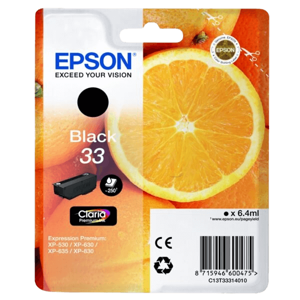 Epson 33 / C13T33314012 sort blækpatron - Original