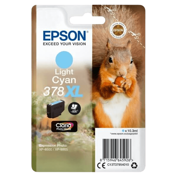 Epson 378 / C13T37954010 lys cyan XL blækpatron - Original