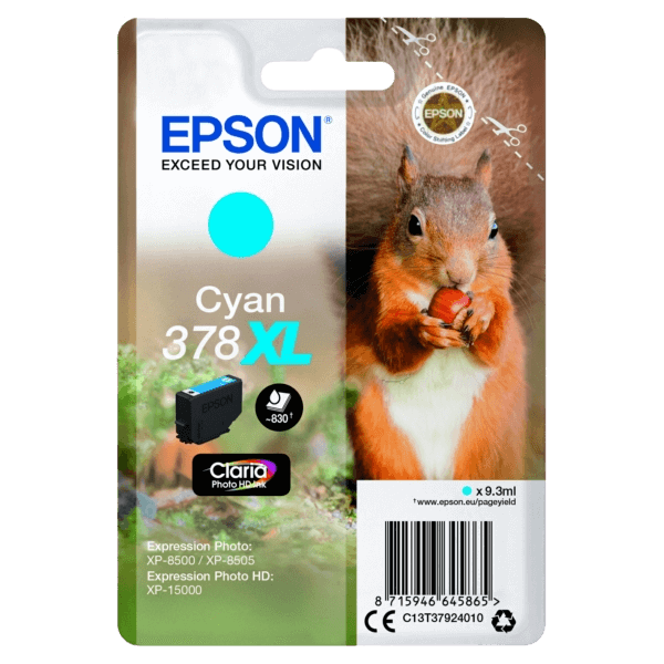 Epson 378 / C13T37924010 lys cyan XL blækpatron - Original