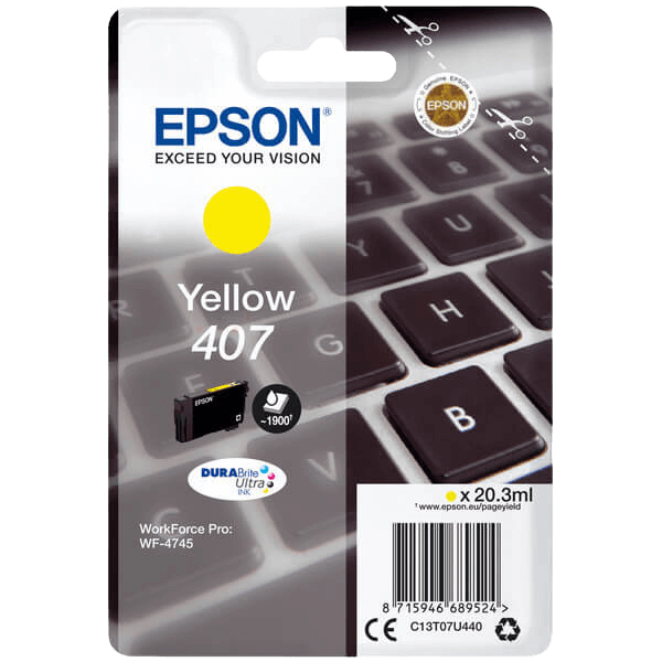 Epson 407 / C13T07U440 gul blækpatron - Original