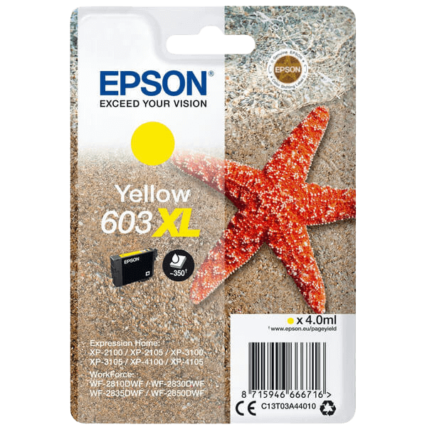 Epson 603XL / C13T03A44010 gul XL blækpatron - Original