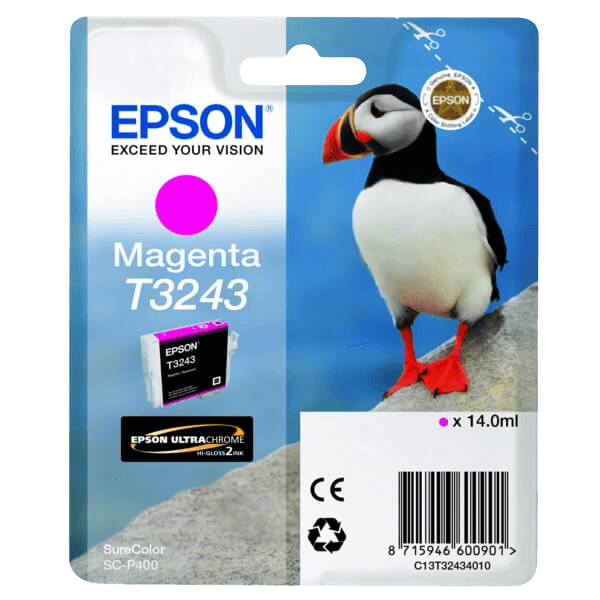Epson T3243 / C13T32434010 magenta blækpatron - Original