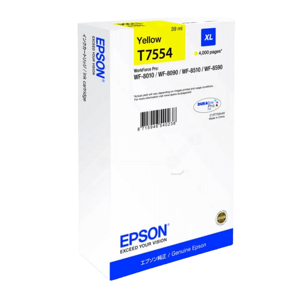 Epson T7554 / C13T755440 gul XL blækpatron - Original