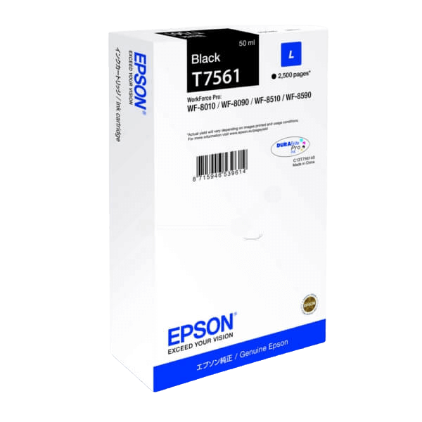 Epson T7561 / C13T756140 sort blækpatron - Original