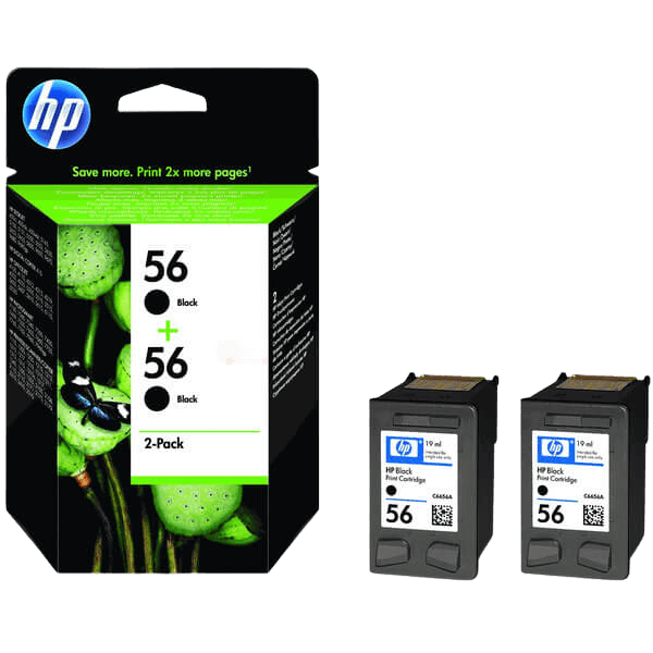 HP 56 / C9502AE sort XL twin pack blækpatron - Original