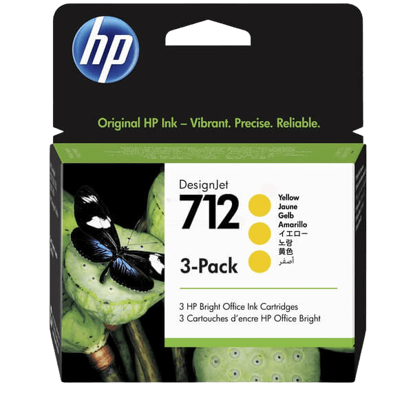 HP 712 / 3ED79A gul Triple pack blækpatron - Original
